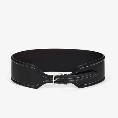 Shop M.m.lafleur The Wide Stitched Belt In Black