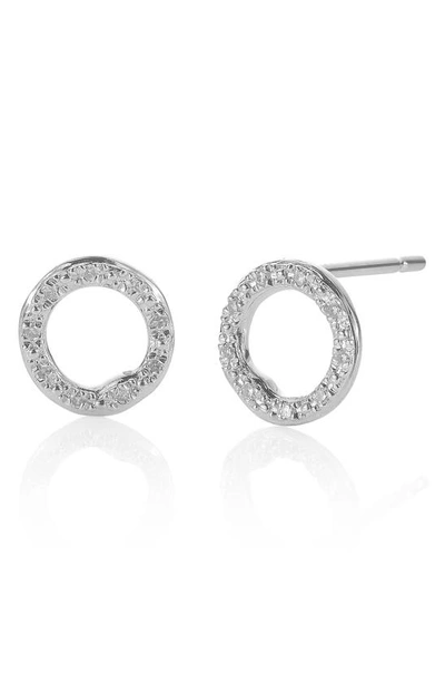 Shop Monica Vinader Riva Diamond Circle Stud Earrings In Silver