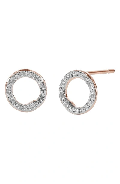 Shop Monica Vinader Riva Diamond Circle Stud Earrings In Rose Gold