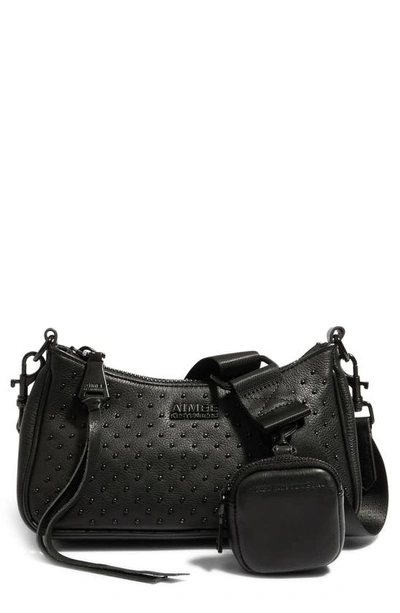 Shop Aimee Kestenberg Topaz Leather Crossbody With Pouch In Black With Shiny Black Studs