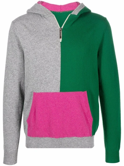 Shop Mackintosh Colour-block Knitted Hoodie In Green
