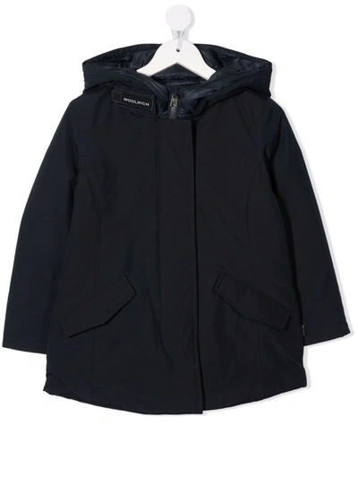 Woolrich Padded Hooded Coat In Blue