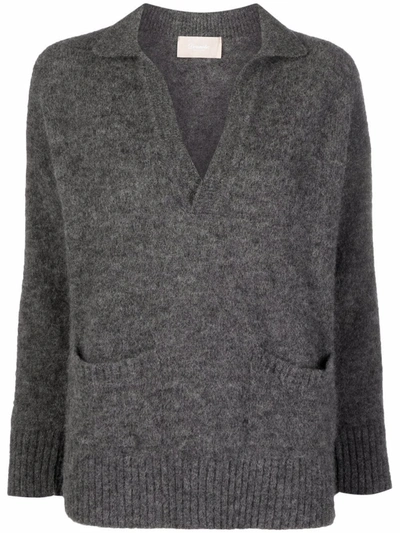 Shop Drumohr Wingtip-collar Knitted Jumper In Grey