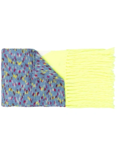 Shop M Missoni Zigzag Knitted Scarf In Blue