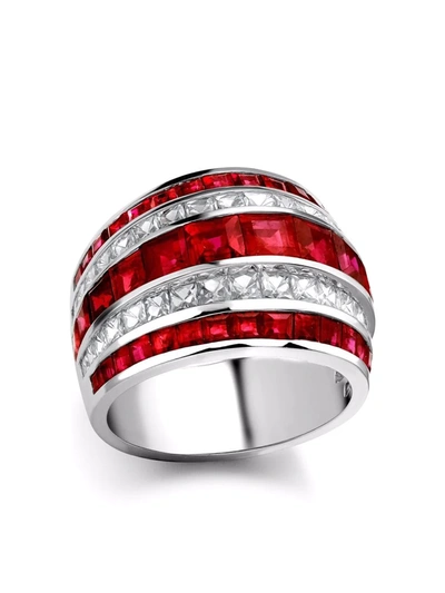 Pragnell Platinum Manhattan Classic Ruby And Diamond Ring In Silver