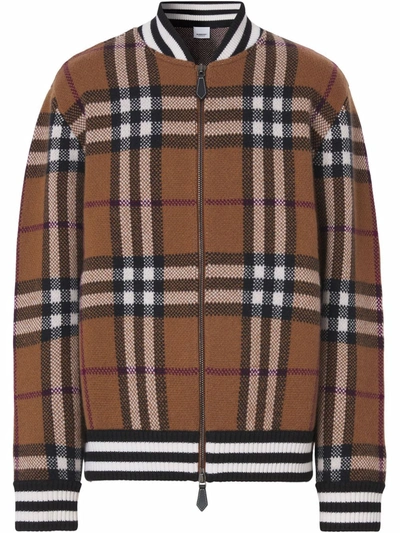 Burberry Men's Maloney Cashmere Plaid Bomber Jacket In Brown | ModeSens