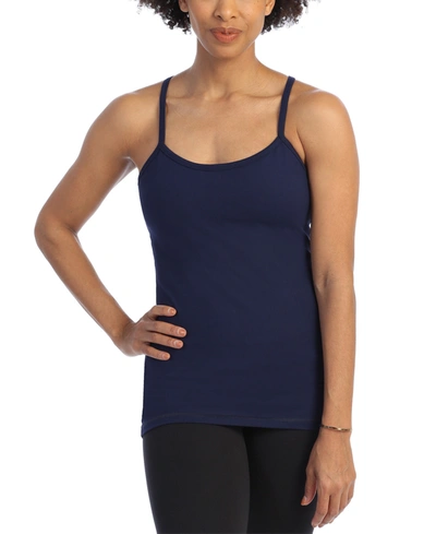 American Fitness Couture Women's Racerback Y Built In Bra Workout Top In  Navy