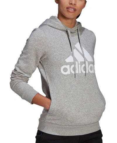 Shop Adidas Originals Adidas Women's Logo Fleece Sweatshirt Hoodie In Medium Grey Heather