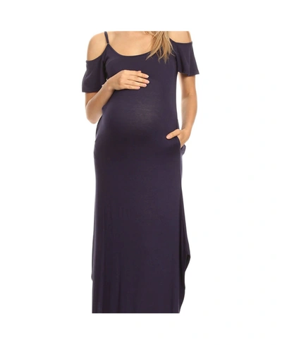 Shop White Mark Plus Size Maternity Lexi Maxi Dress In Navy