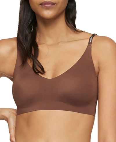 Shop Calvin Klein Invisibles Comfort Lightly Lined Triangle Bralette Qf5753 In Chestnut