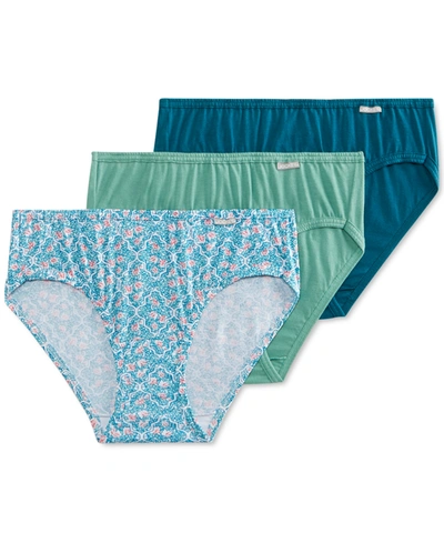 Jockey Elance Bikini Underwear 3 Pack 1481 1489 (also Available In Plus  Sizes) In Meadow Green/trellis/teal Oasis