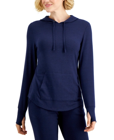 Shop Ideology Women's Mushy Knit Hoodie, Created For Macy's In Indigo Sea