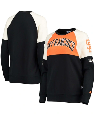 Shop Starter Women's Orange-black San Francisco Giants Baseline Raglan Historic Logo Pullover Sweatshirt