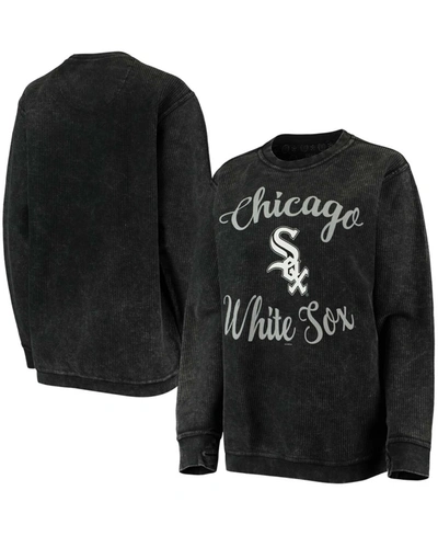 G-iii 4her By Carl Banks Women's Black Chicago White Sox Script Comfy Cord Pullover Sweatshirt In Black