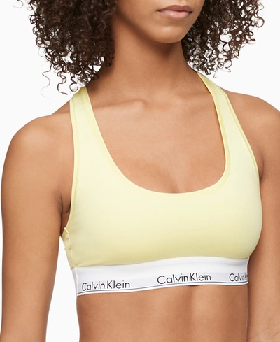 Shop Calvin Klein Modern Cotton Bralette F3785 In Pop Yellow