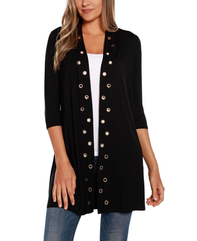 Shop Belldini Grommet-trim Cardigan In Black