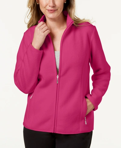 Shop Karen Scott Sport Zip-up Zeroproof Fleece Jacket, Created For Macy's In Magenta