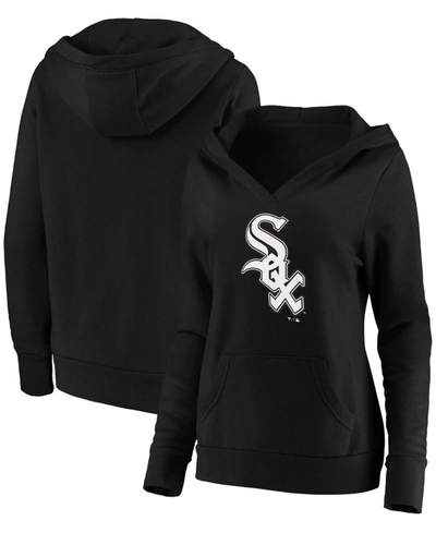 Fanatics Plus Size Black Chicago White Sox Official Logo Crossover V-neck Pullover Hoodie In Black