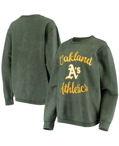 Shop G-iii 4her By Carl Banks Women's Green Oakland Athletics Script Comfy Cord Pullover Sweatshirt