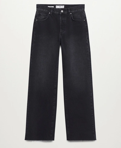 Shop Mango Women's Wide Leg High Waist Jeans In Black Denim