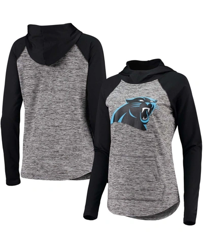 Shop G-iii 4her By Carl Banks Women's Heathered Gray-black Carolina Panthers Championship Ring Pullover Hoodie In Heather Gray-black