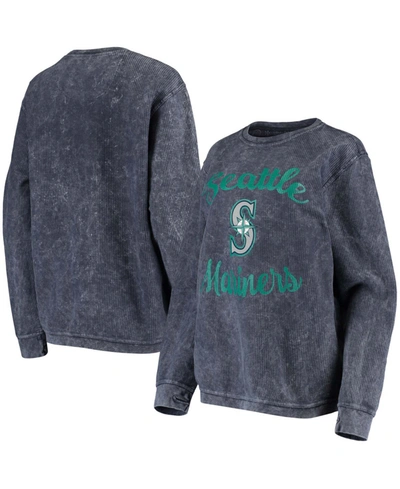 Shop G-iii 4her By Carl Banks Women's Navy Seattle Mariners Script Comfy Cord Pullover Sweatshirt