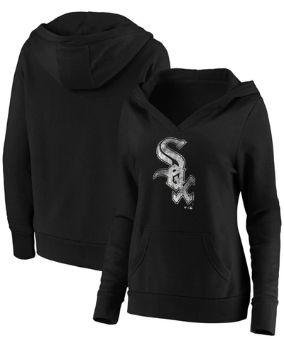 Fanatics Plus Size Black Chicago White Sox Core Team Crossover V-neck Pullover Hoodie In Black