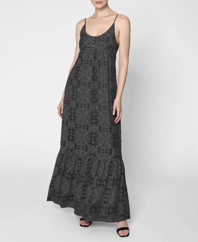 Shop Nicole Miller Women's Embroidered Maxi Dress In Black
