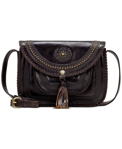 Shop Patricia Nash Beaumont Leather Crossbody In Chocolate