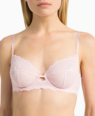 Shop Calvin Klein Seductive Comfort With Lace Full Coverage Bra Qf1741 In Barely Pink
