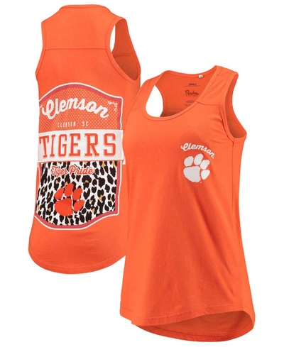 Shop Pressbox Women's Orange Clemson Tigers Sanders Animal Print Tank Top
