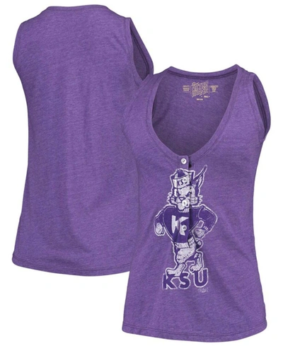 Shop Retro Brand Women's Purple Kansas State Wildcats Relaxed Henley V-neck Tri-blend Tank Top