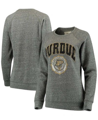 Pressbox Women's Heathered Gray Purdue Boilermakers Edith Vintage-like Knobi Pullover Sweatshirt In Heathered Gray