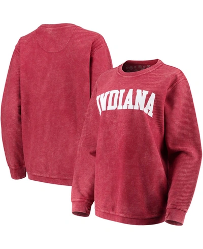 Shop Pressbox Women's Crimson Indiana Hoosiers Comfy Cord Vintage-like Wash Basic Arch Pullover Sweatshirt