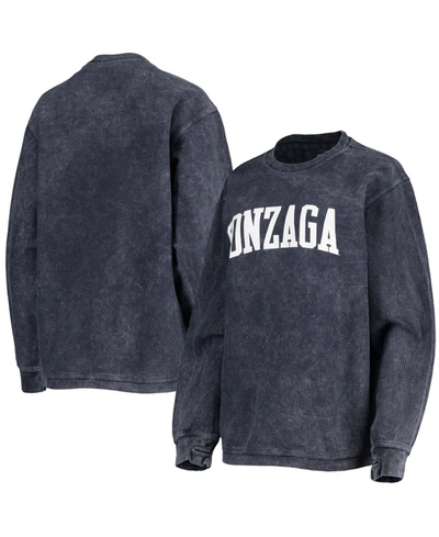 Shop Pressbox Women's Navy Gonzaga Bulldogs Comfy Cord Vintage-like Wash Basic Arch Pullover Sweatshirt