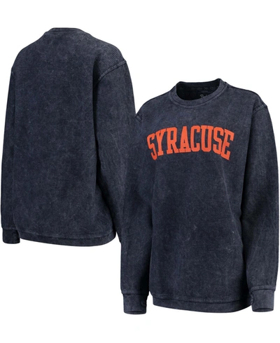 Shop Pressbox Women's Navy Syracuse Orange Comfy Cord Vintage-like Wash Basic Arch Pullover Sweatshirt