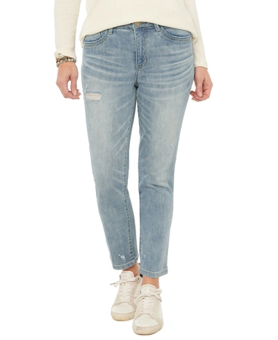Shop Democracy Women's "ab"solution Vintage-like Distressed Skinny Jeans In Light Blue Vintage-like