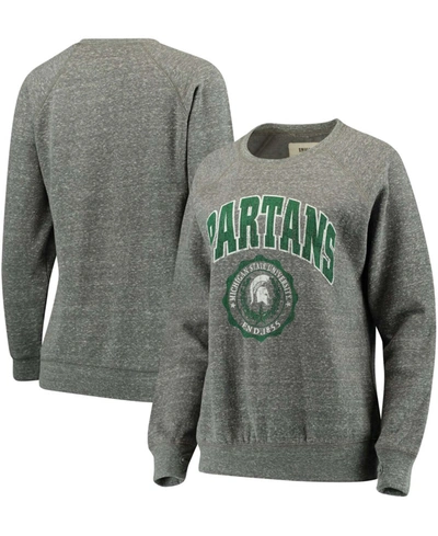Pressbox Women's Heathered Gray Michigan State Spartans Edith Vintage-like Knobi Pullover Sweatshirt In Heathered Gray