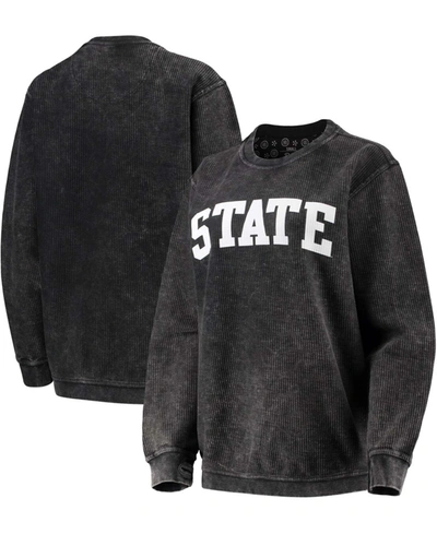 Shop Pressbox Women's Black Michigan State Spartans Comfy Cord Vintage-like Wash Basic Arch Pullover Sweatshirt