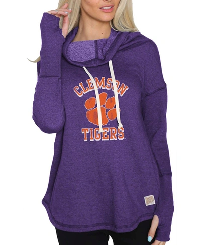 Shop Retro Brand Women's Purple Clemson Tigers Funnel Neck Pullover Sweatshirt