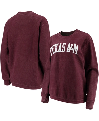 Pressbox Women's Maroon Texas A M Aggies Comfy Cord Vintage-like Wash Basic Arch Pullover Sweatshirt In Maroon