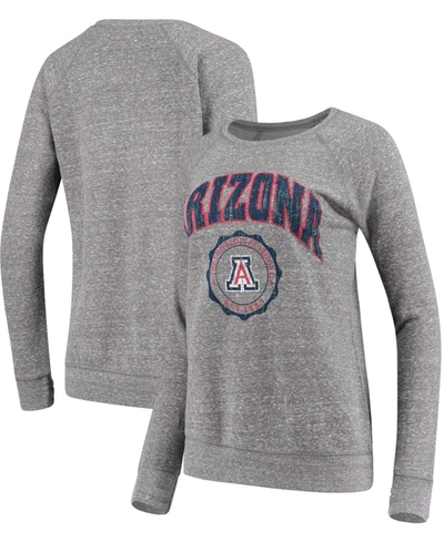 PRESSBOX WOMEN'S HEATHERED GRAY ARIZONA WILDCATS EDITH VINTAGE-LIKE KNOBI PULLOVER SWEATSHIRT 