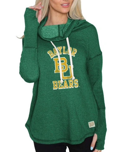Shop Retro Brand Women's Green Baylor Bears Funnel Neck Pullover Sweatshirt
