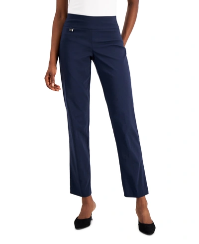 Alfani Women's Tummy-control Pull-on Straight Leg Pants, Created For Macy's  In Blue