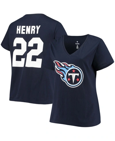 Fanatics Derrick Henry Navy Tennessee Titans Plus Size Fair Catch Name & Number V-neck T-shirt In Navy