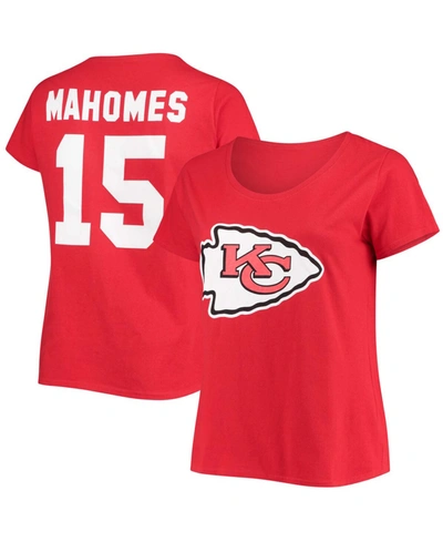 Fanatics Patrick Mahomes Red Kansas City Chiefs Plus Size Fair Catch Name & Number V-neck T-shirt In Red
