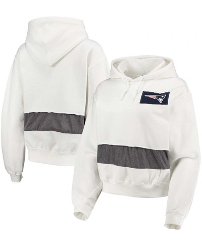 Shop Refried Apparel Women's White New England Patriots Crop Pullover Hoodie