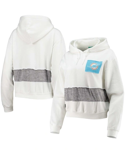 Shop Refried Apparel Women's White Miami Dolphins Crop Dolman Pullover Hoodie