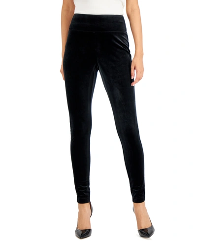 Shop Inc International Concepts Women's Velvet Non-seam Skinny Leggings, Created For Macy's In Deep Black