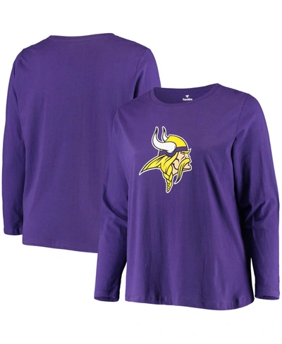 Shop Fanatics Women's Plus Size Purple Minnesota Vikings Primary Logo Long Sleeve T-shirt